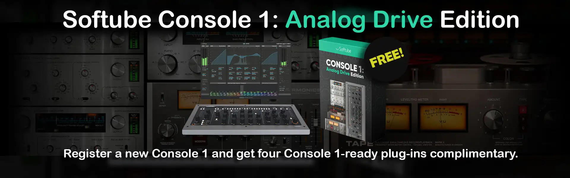 Softube Console 1 Analog Drive Promo Banner for Audempire