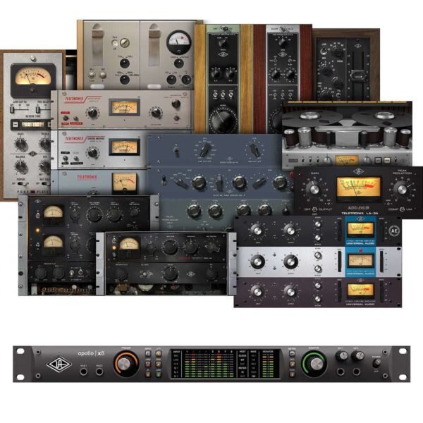 Universal Audio Apollo x8 Heritage Edition Thunderbolt 3 Audio Interface - Front Panel View with included UAD plugins