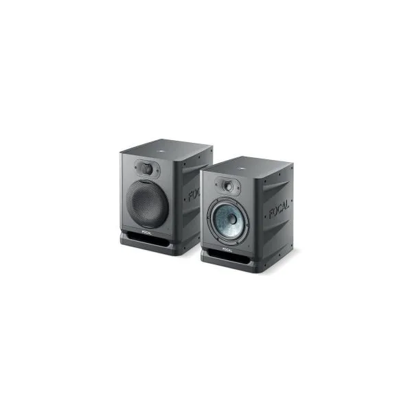 Focal Alpha 65 Evo 6-5 Inch 2-Way Active Studio Monitor - Front Side View with and without grille Focal Alpha 65 Evo 6.5" Inch 2-Way Active Studio Monitor - Front Side View with and without grille