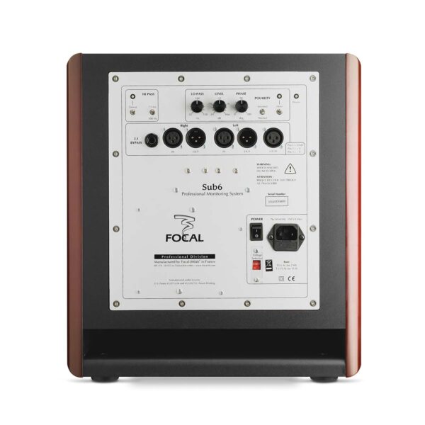 Focal Sub6 11 inch Active Studio Subwoofer - Rear View Focal Sub6 11" inch Active Studio Subwoofer - Rear View