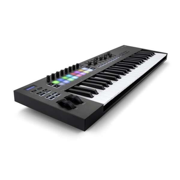 Novation Launchkey 49 MK3 49-key MIDI Keyboard Controller - Top Front Left Side View Novation Launchkey 49 MK3 49-key MIDI Keyboard Controller - Top Front Left Side View