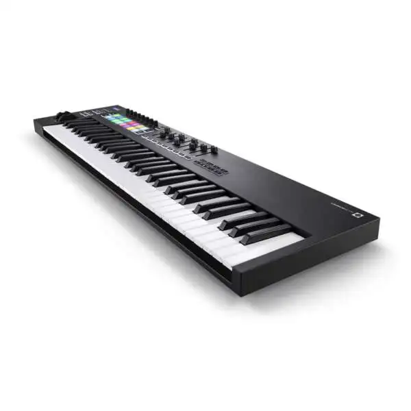 Novation Launchkey 61 MK3 61-key MIDI Keyboard Controller - Top Front Right Side View Novation Launchkey 61 MK3 61-key MIDI Keyboard Controller - Top Front Right Side View